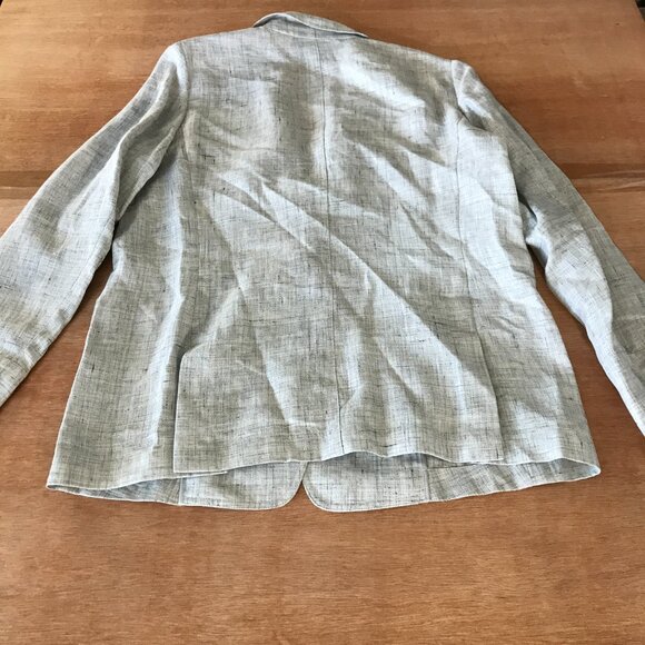 Lafayette 148 100% Linen Blazer Jacket Women 12 Gray Pocket Long Sleeve 17977 - Picture 2 of 10